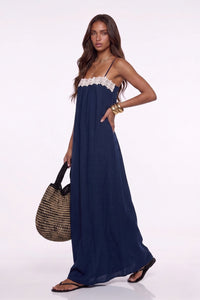 Dumuzi Lace Trim Spaghetti Strap Maxi Dress