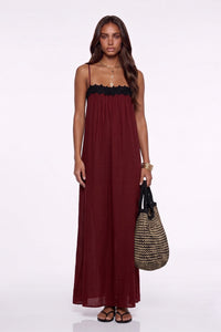 Dumuzi Lace Trim Spaghetti Strap Maxi Dress