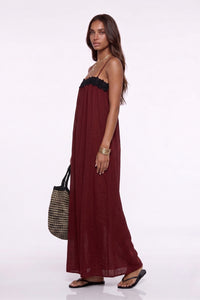 Dumuzi Lace Trim Spaghetti Strap Maxi Dress
