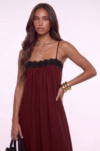 Dumuzi Lace Trim Spaghetti Strap Maxi Dress