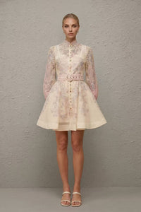 Daedalus Neutral Floral Print Mini Dress