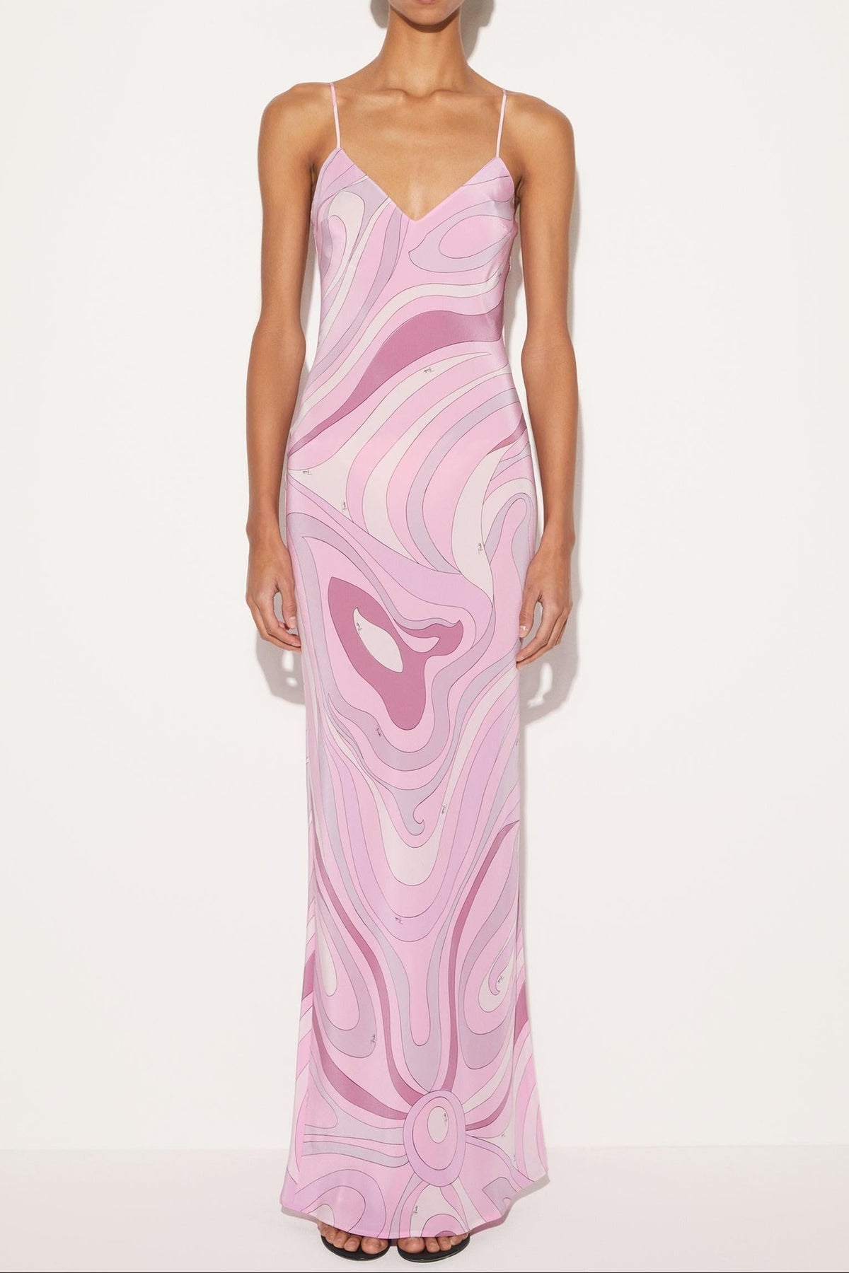 Oshibob Printed Satin Maxi Dress
