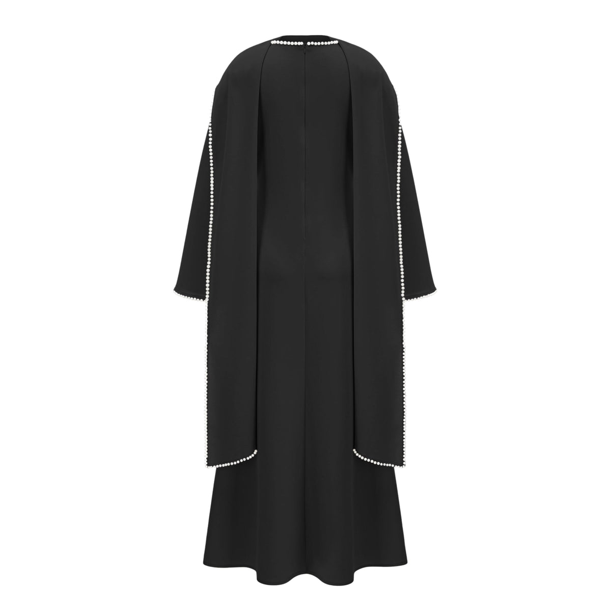 Seraphina Black Pearl Trim Shawl Maxi Dress