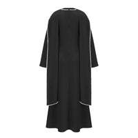 Seraphina Black Pearl Trim Shawl Maxi Dress