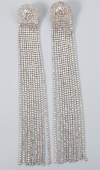 Asaka MULTI DIAMANTE TASSEL EARRINGS IN SILVER