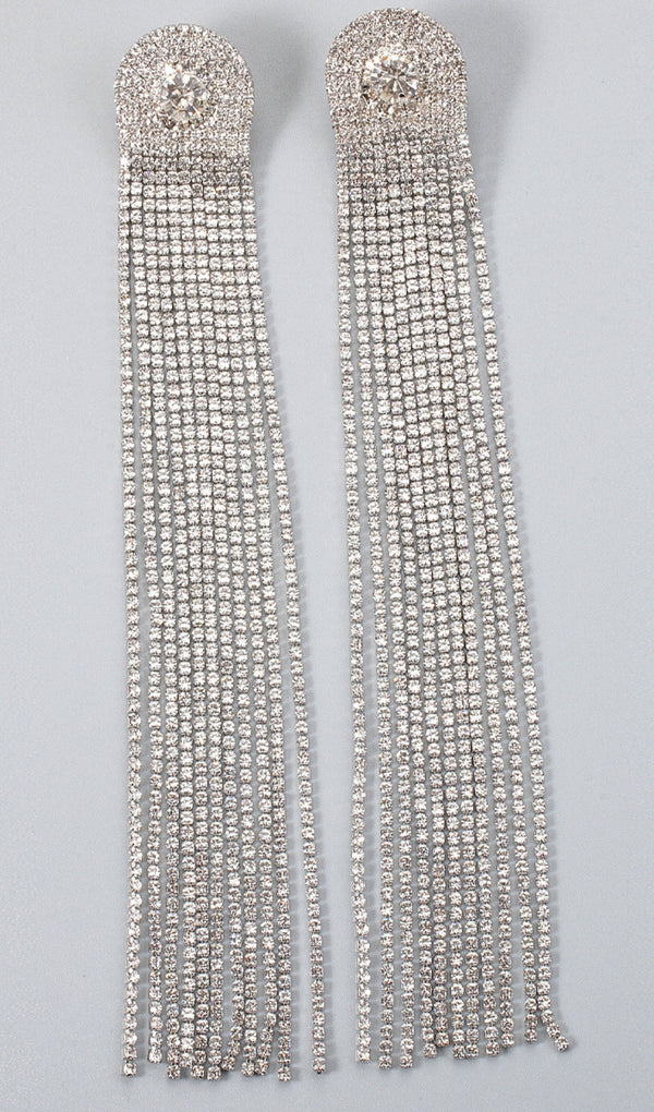 Asaka MULTI DIAMANTE TASSEL EARRINGS IN SILVER