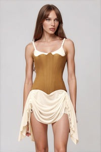 Colette Brown Bustier Panel Mini Dress