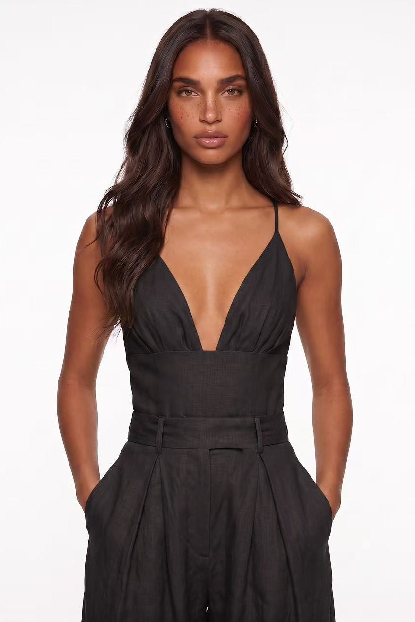 Frosina Sleeveless High Waist Baggy Wide Leg Jumpsuit
