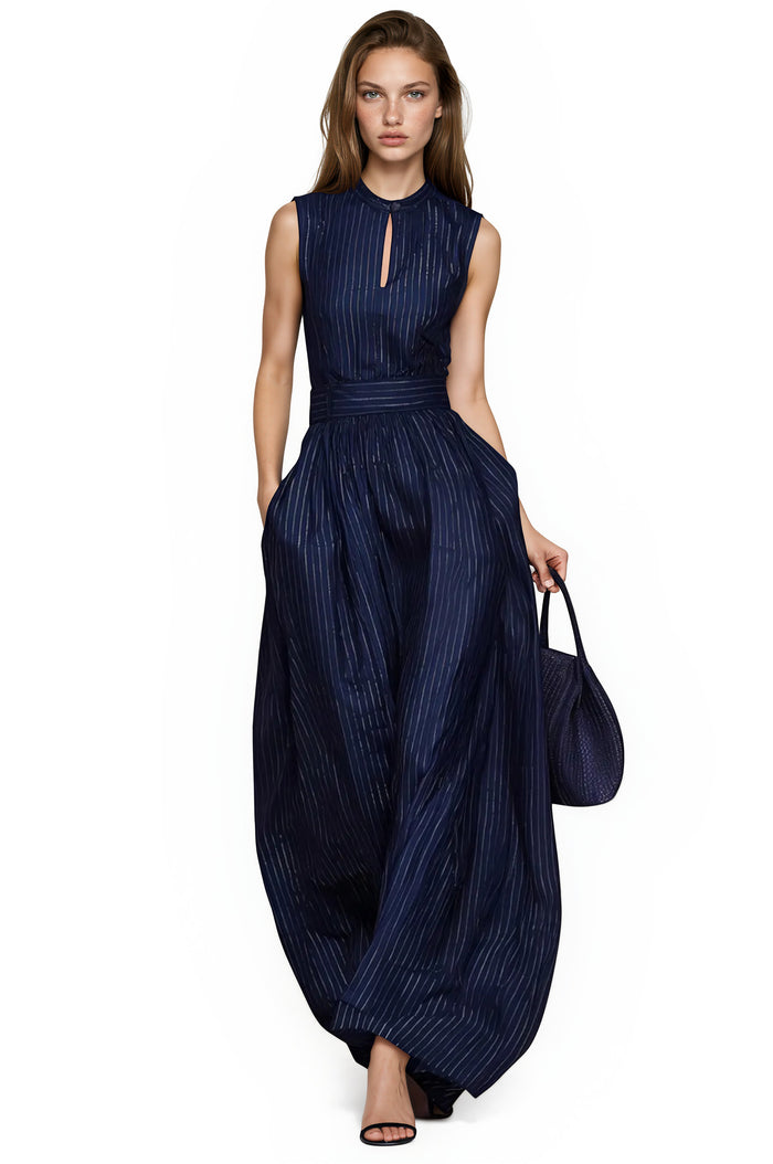 Mercefu Sleeveless Cutout Stripe Jumpsuit