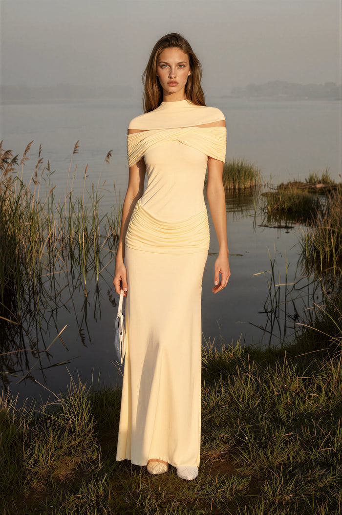 Aina Ruch Mesh Maxi Dress In Yellow