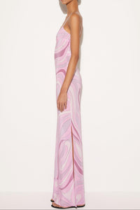 Oshibob Printed Satin Maxi Dress