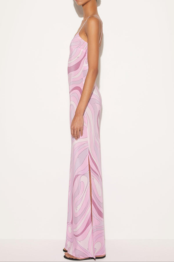 Oshibob Printed Satin Maxi Dress
