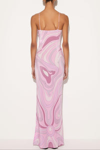Oshibob Printed Satin Maxi Dress