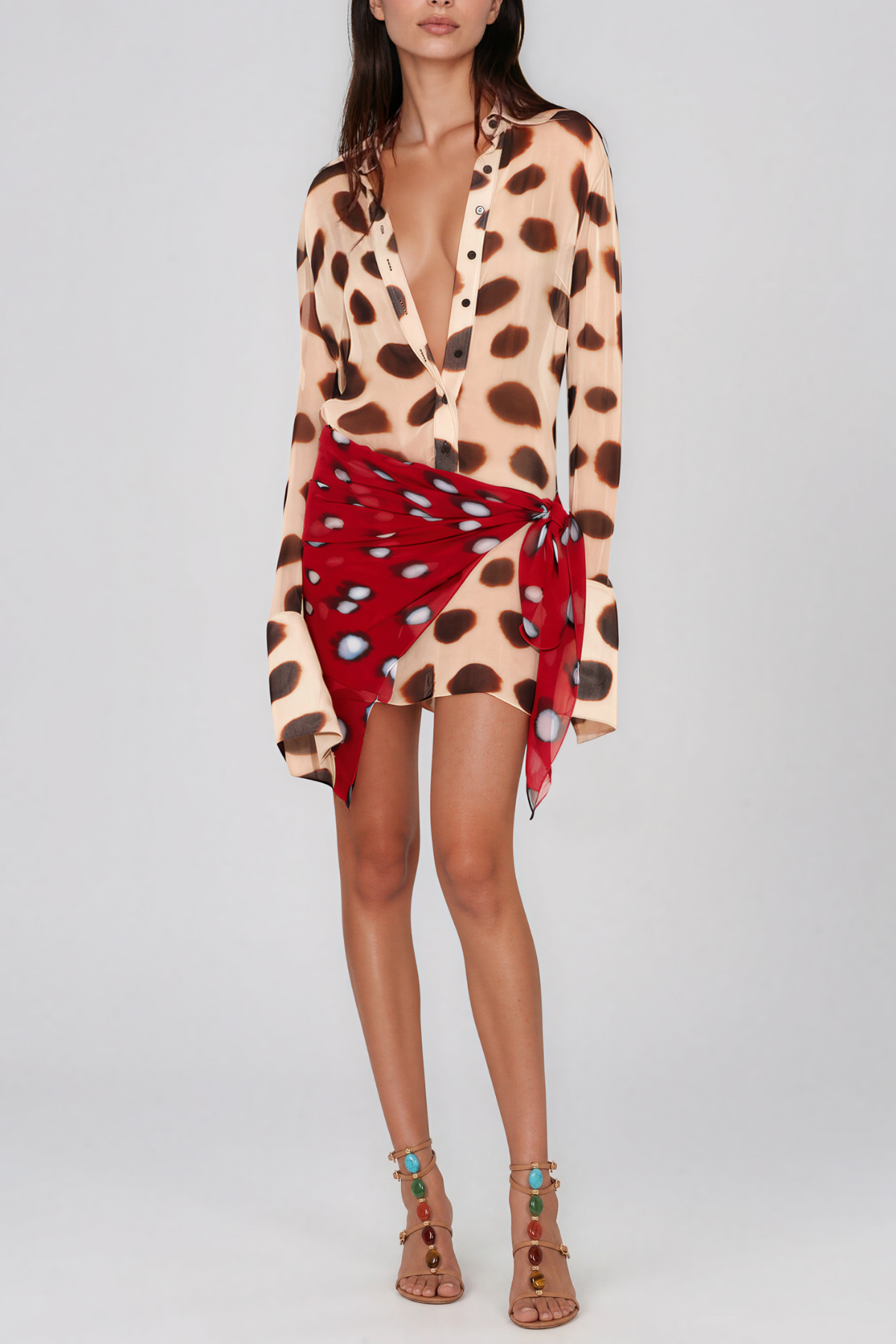 Duolo Print Mini Shirt Dress