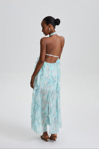 Damaris Floral Halter Maxi Dress with Starfish Ornament