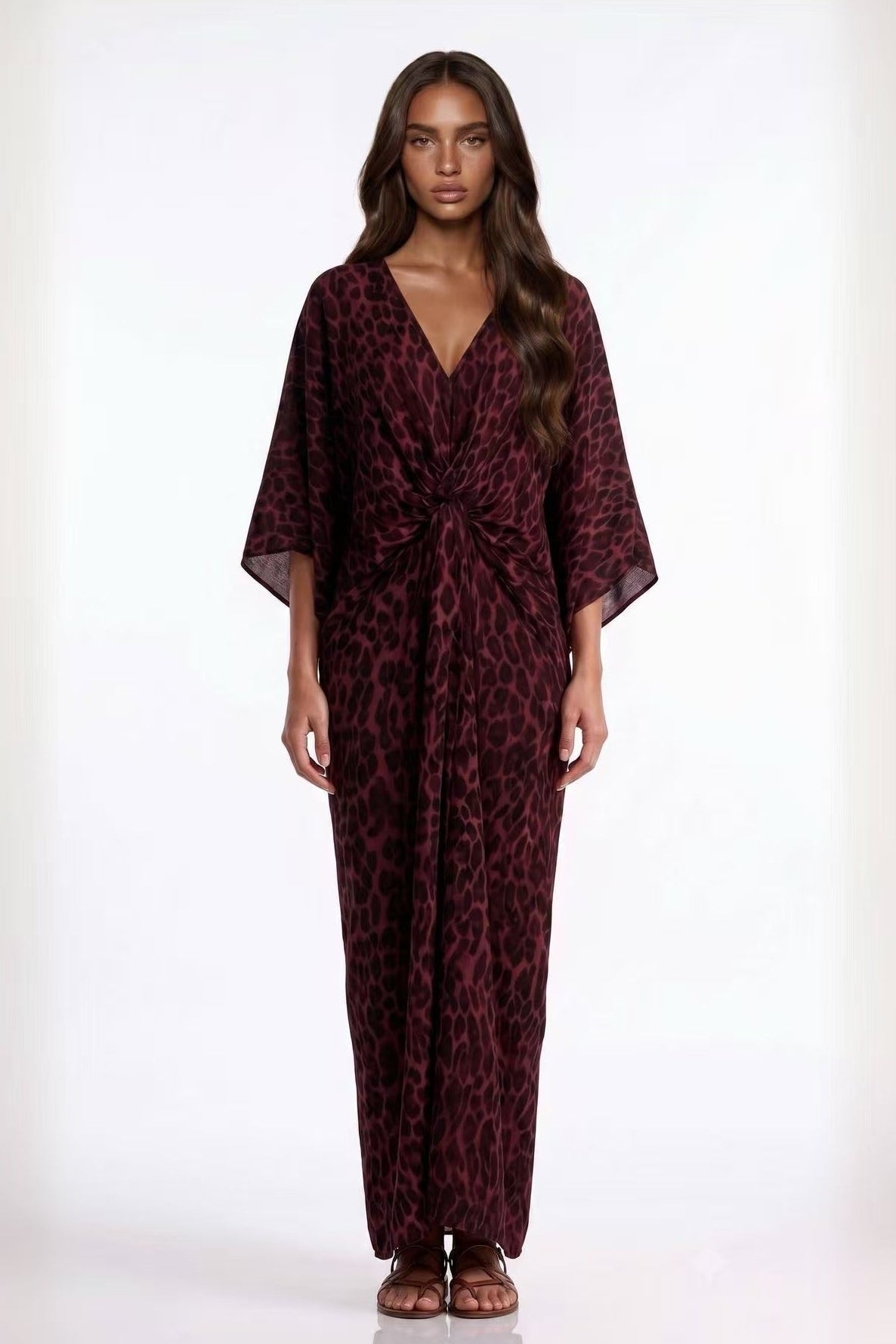 Fadzem V Neck Leopard Maxi Dress