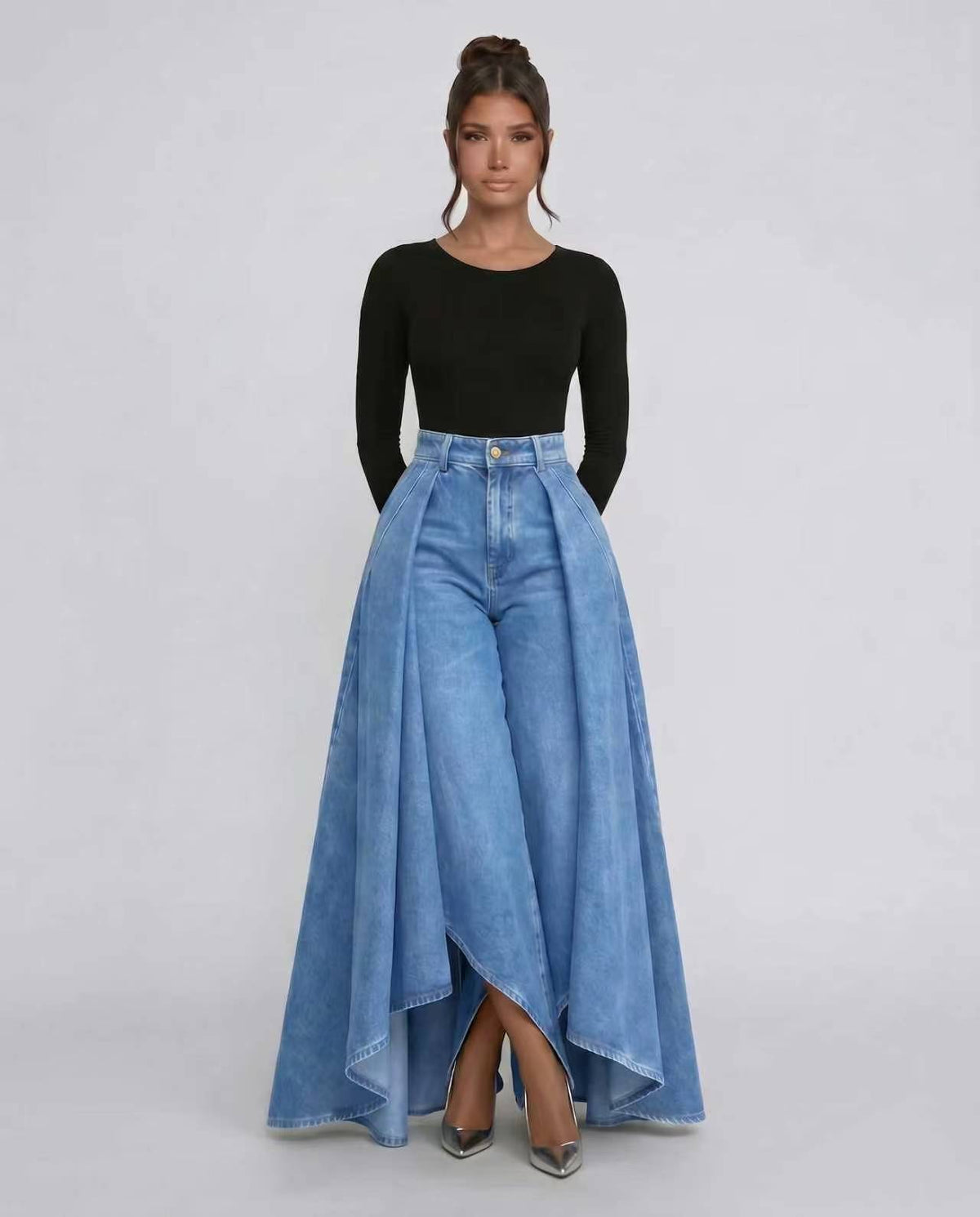Meley High-Waisted Wide-Leg Jeans