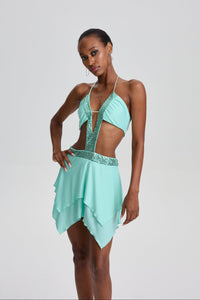Massimo  Sequin Halter Cutout Ruffled Mini Dress