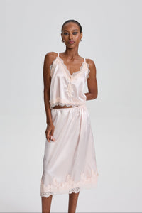 Belinda Floral Lace Trim Cami Midi Skirt Set