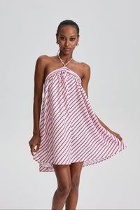 Averill Halter Neck Striped Mini Dress
