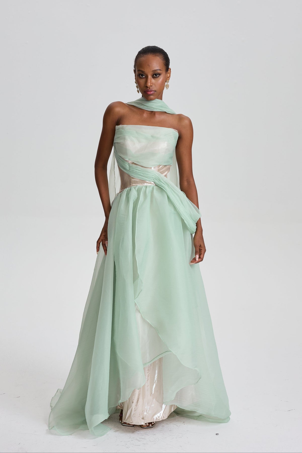 Zinnia Strapless Organza Maxi Dress