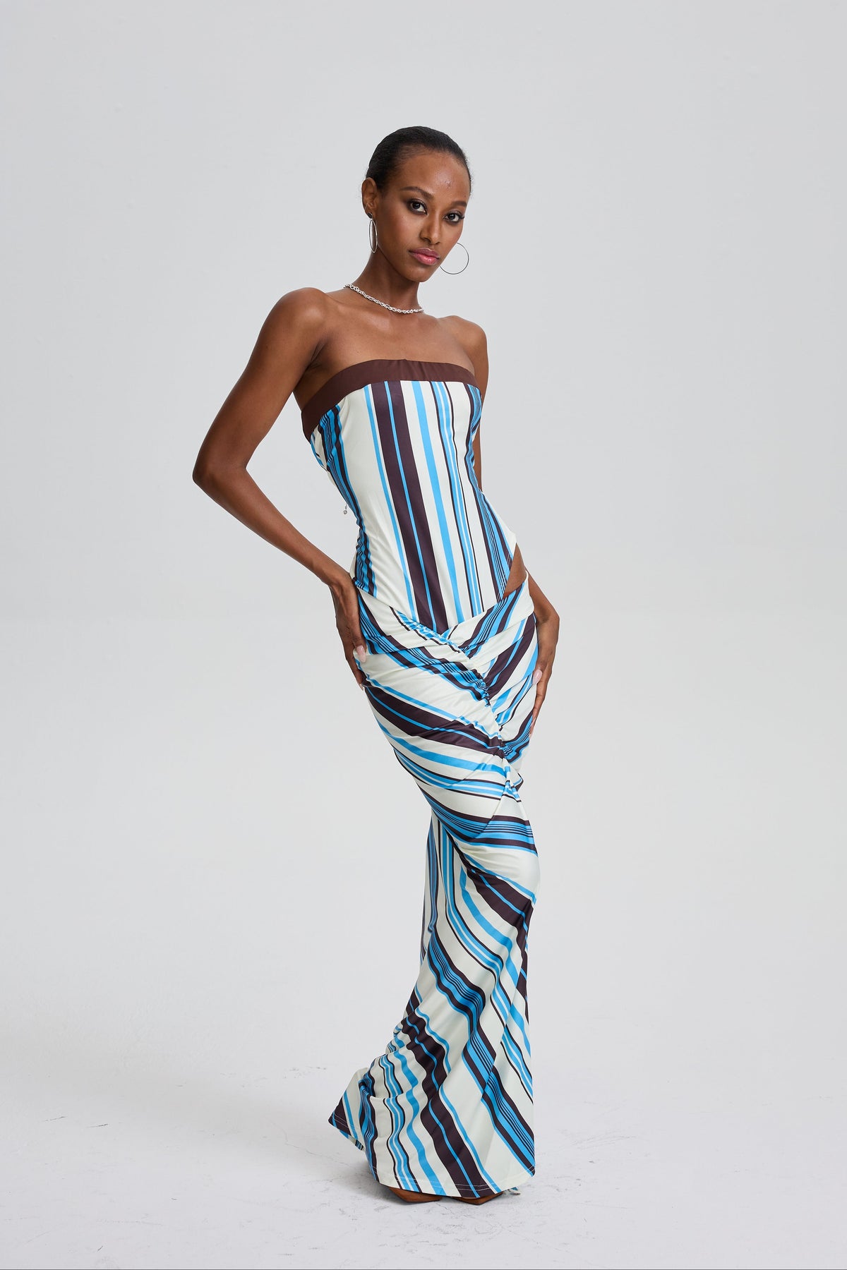 Margauxr Asymmetric Stripe Maxi Dress