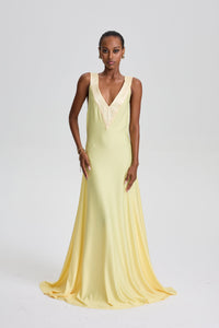 Renáta Twist Lemon Shoulder Maxi Dress