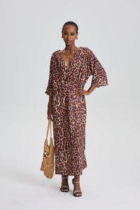 Adiel V-Neck Leopard Maxi Dress