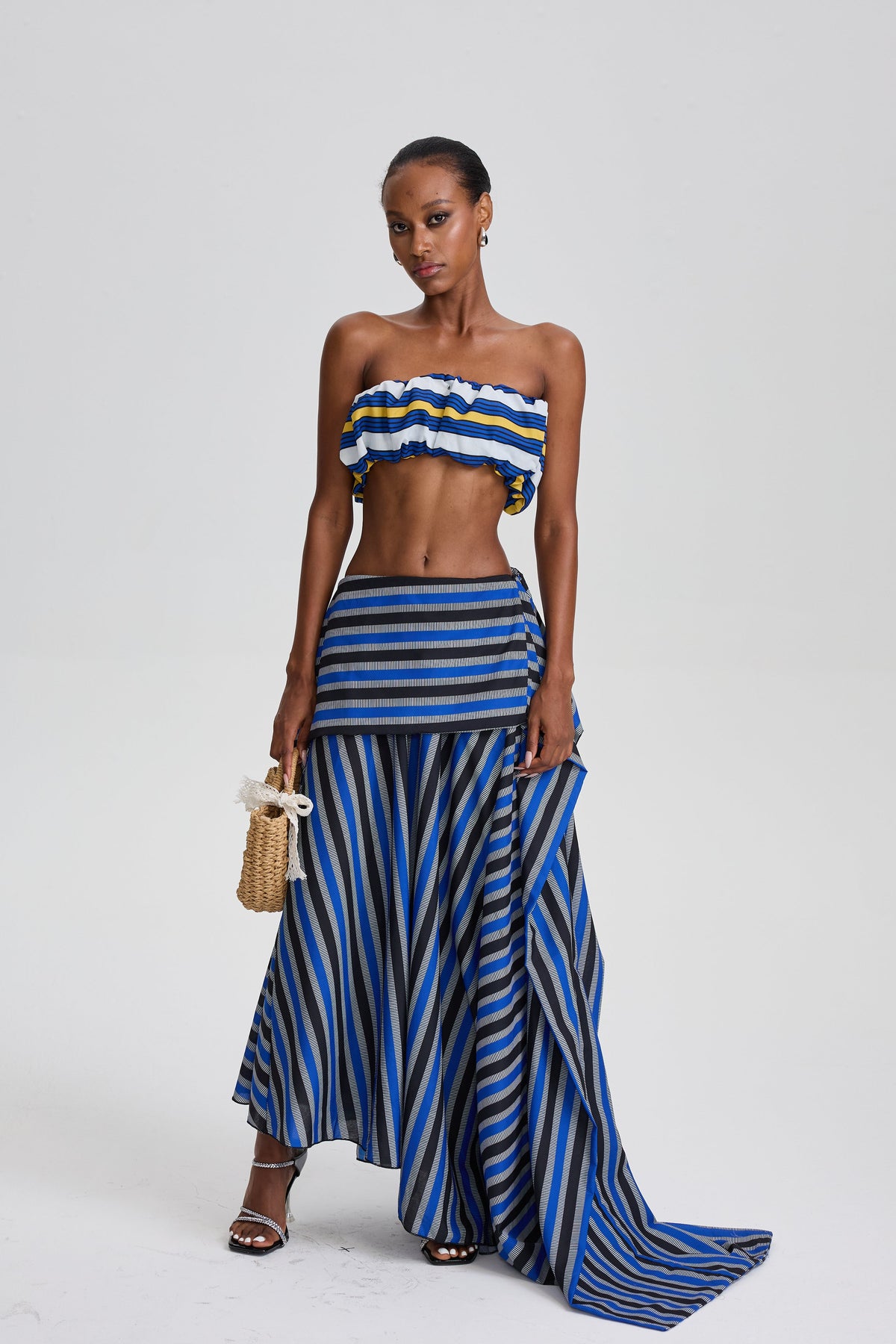 Bertille Stripe Ruch Skirt Set