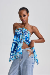 Ularsth Rhinestone Lace-Up Cutout Denim Pants