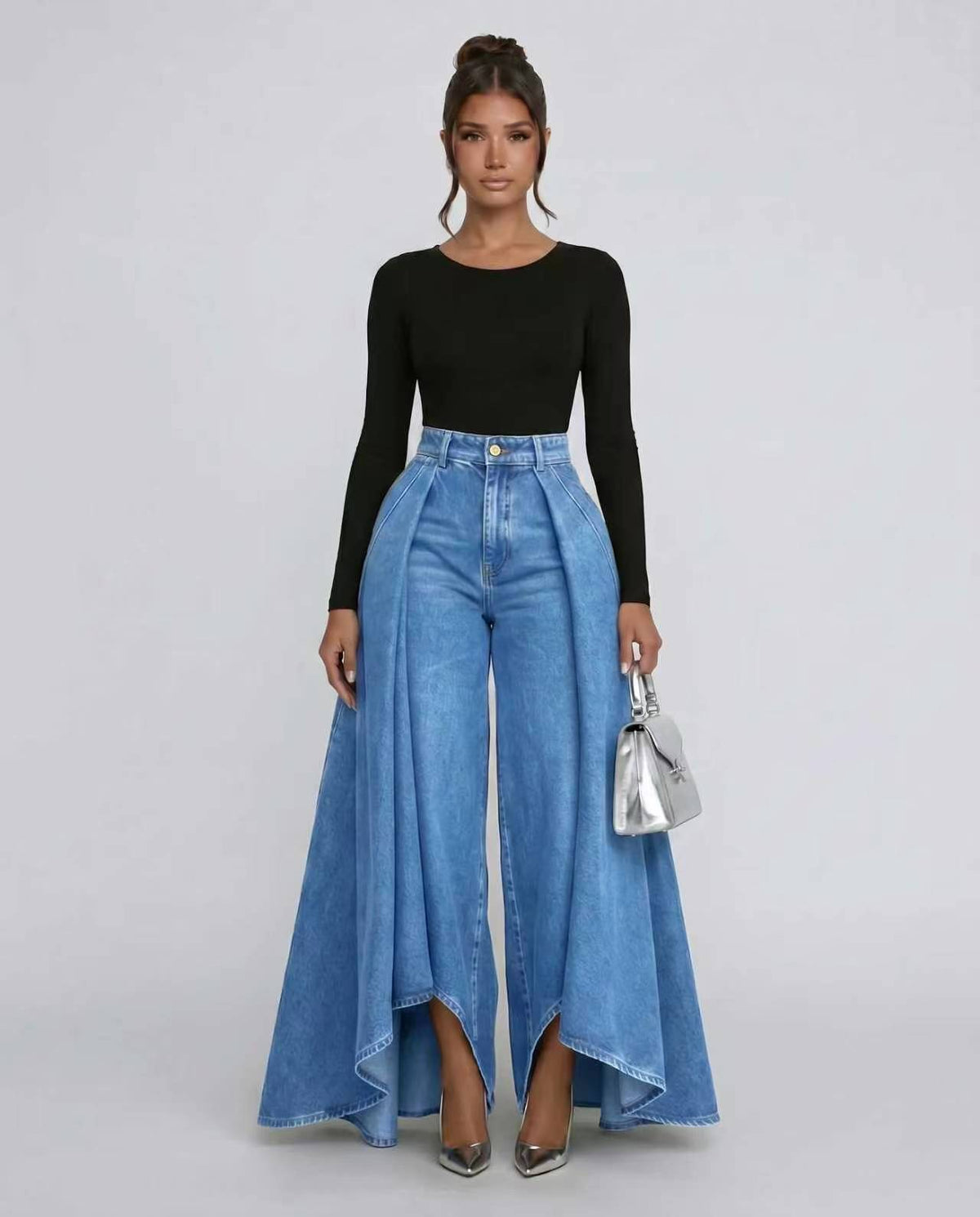 Meley High-Waisted Wide-Leg Jeans