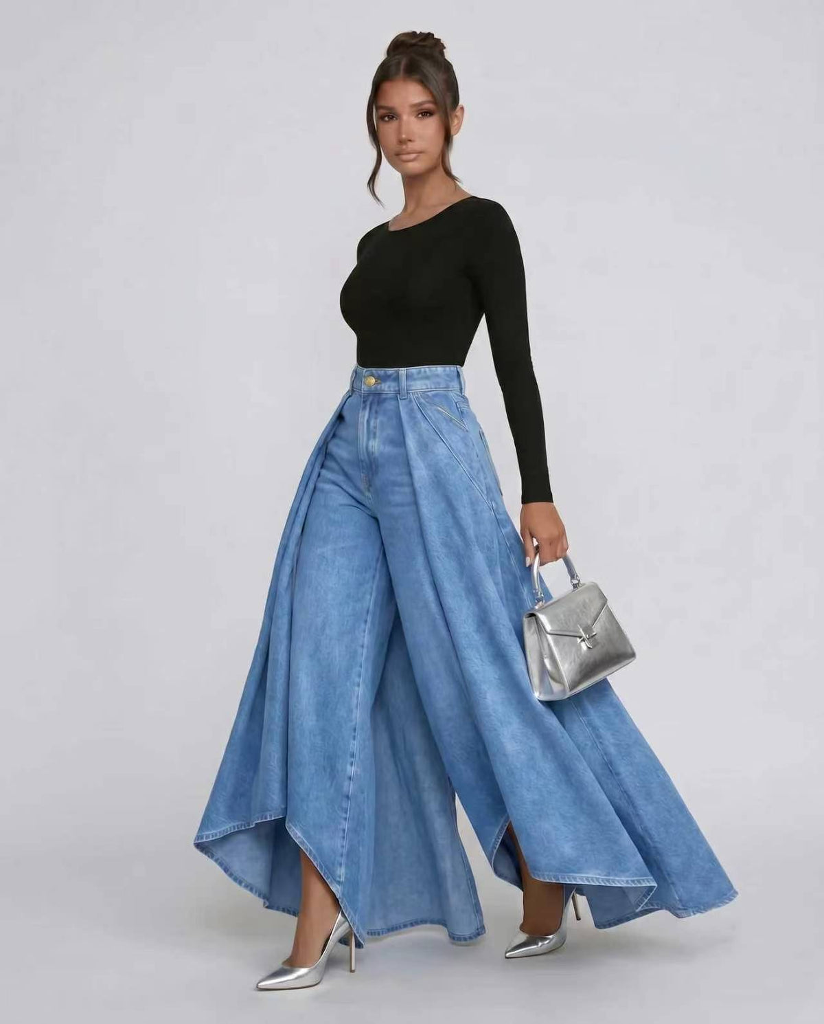 Meley High-Waisted Wide-Leg Jeans
