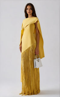 December Fringe Shawl Maxi Dress