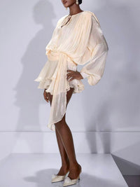 Roanna Long Sleeve Hollow Out Flounce Mini Dress