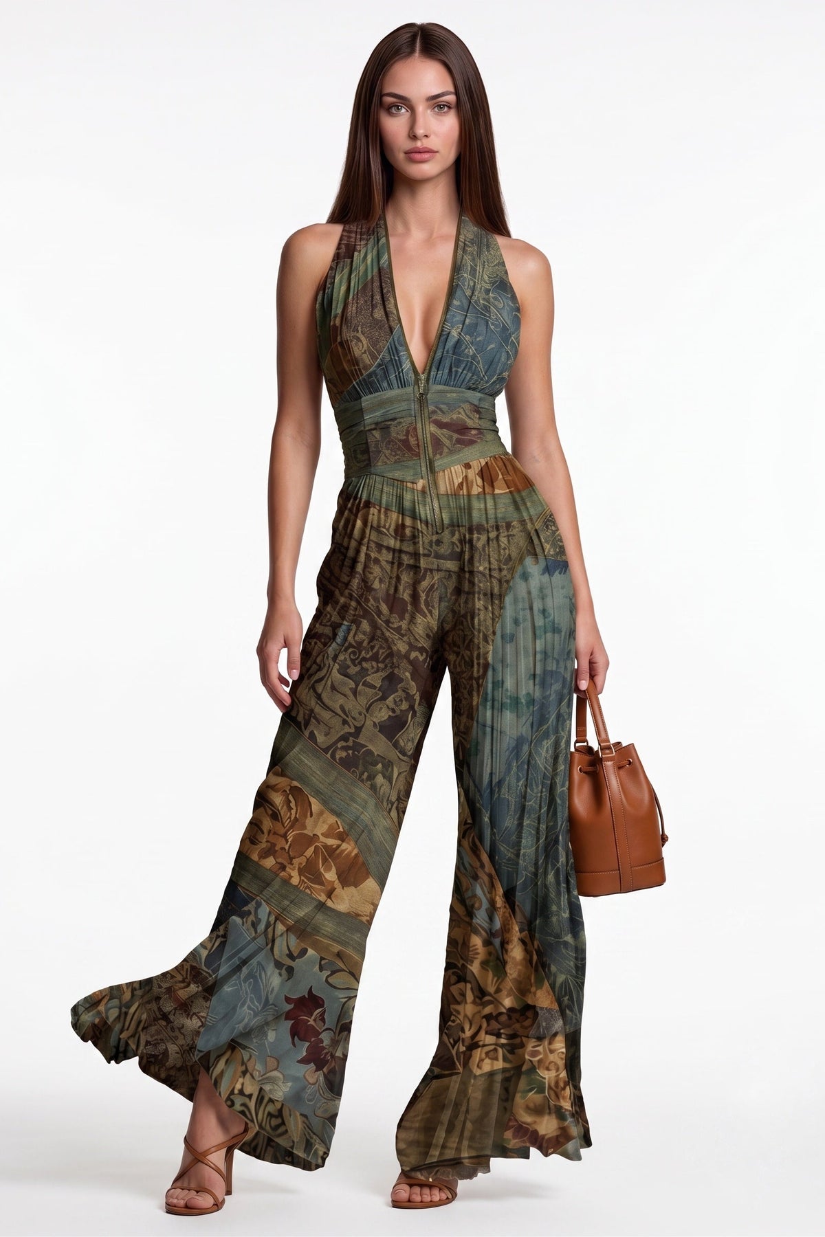Scarlet Zipper Ruch Jumpsuit In White
