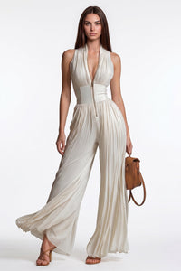 Scarlet Zipper Ruch Jumpsuit In White