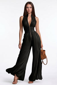 Scarlet Zipper Ruch Jumpsuit In White