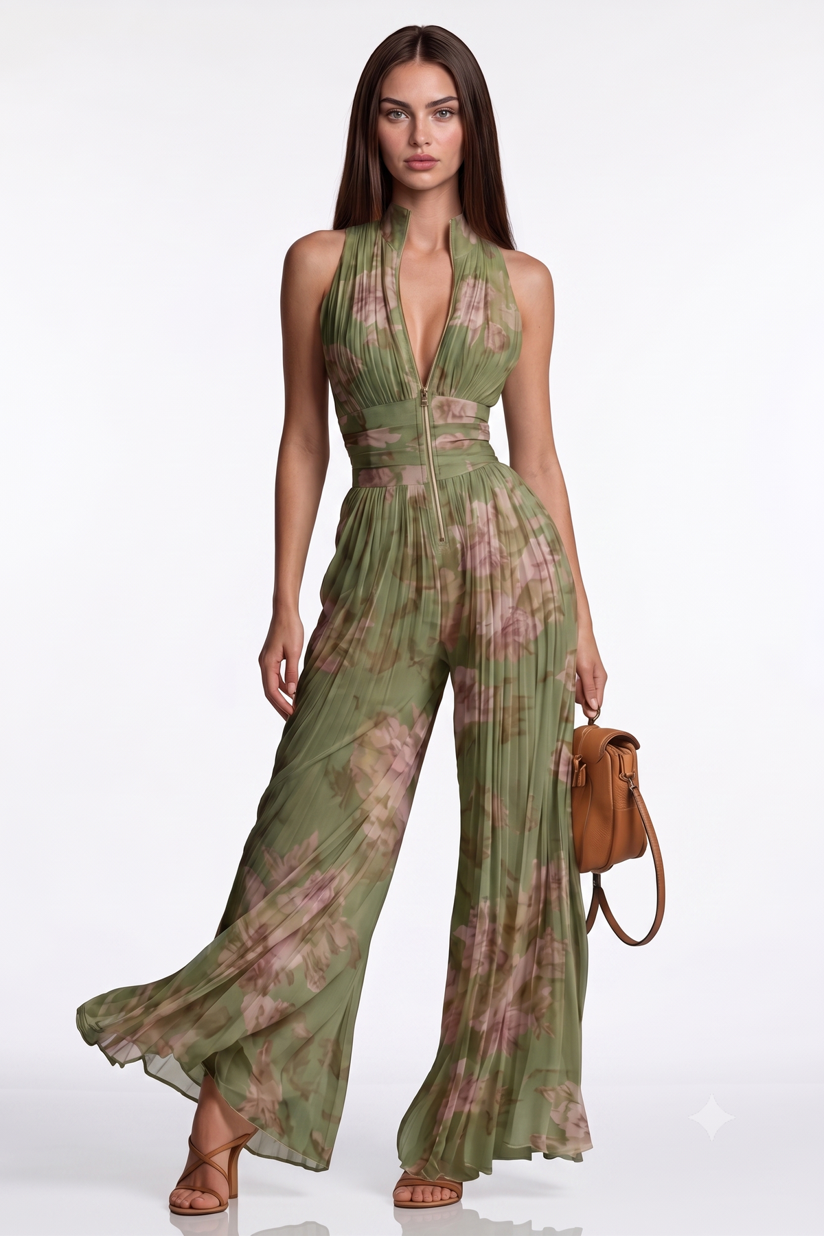 Scarlet Zipper Ruch Jumpsuit In White