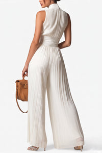 Scarlet Zipper Ruch Jumpsuit In White