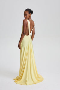 Renáta Twist Lemon Shoulder Maxi Dress