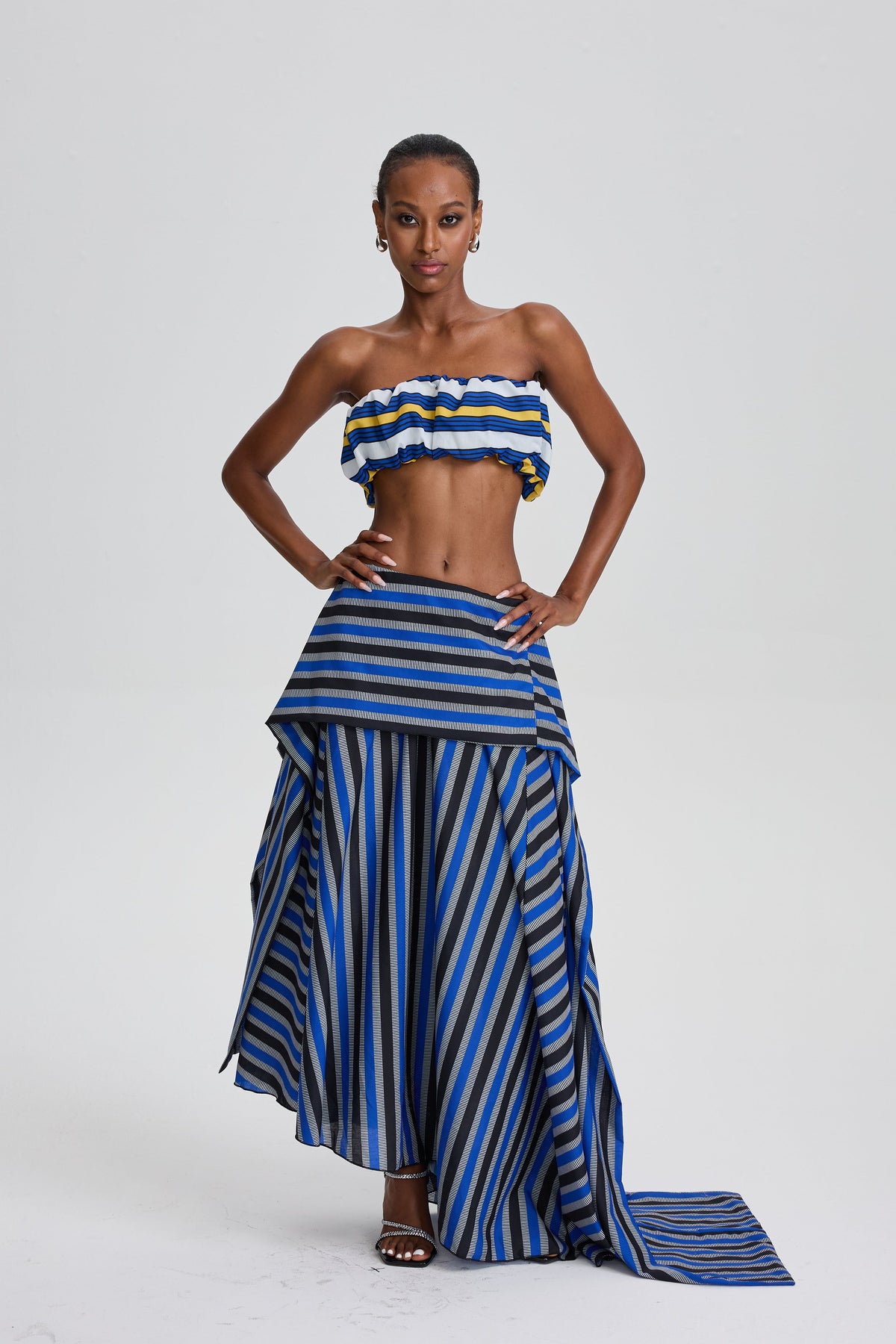 Bertille Stripe Ruch Skirt Set
