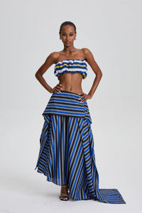 Bertille Stripe Ruch Skirt Set