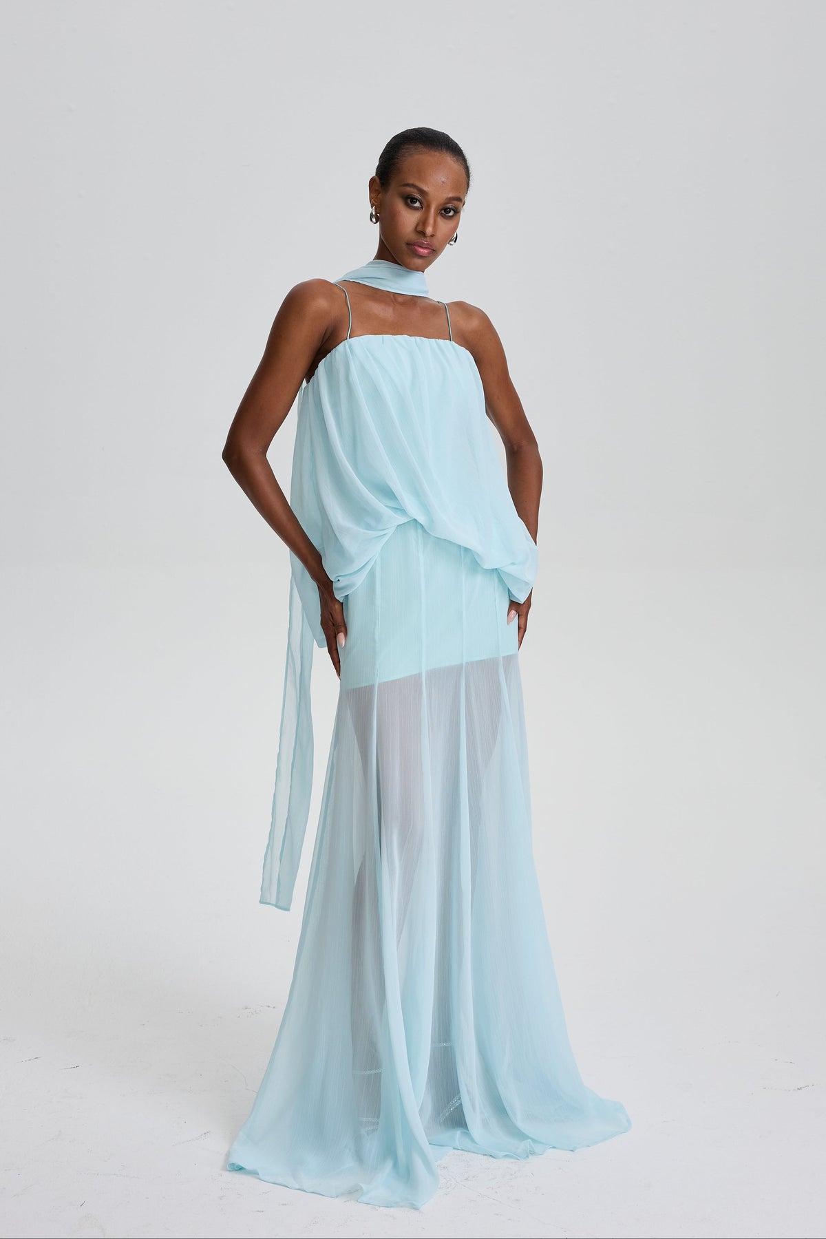 Indy Spaghetti Strap Draped Maxi Dress