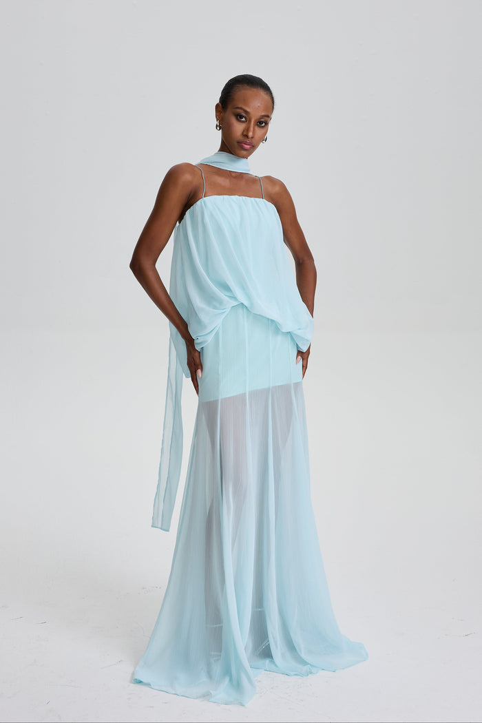 Indy Spaghetti Strap Draped Maxi Dress
