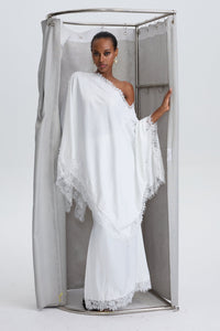 Inken Cream Cape & Skirt Set with Lace Trim