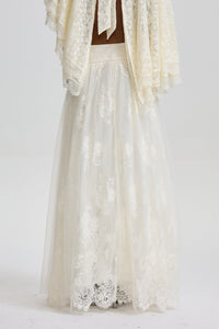 Odelia High‑Waist Floral Lace Overlay Maxi Skirt