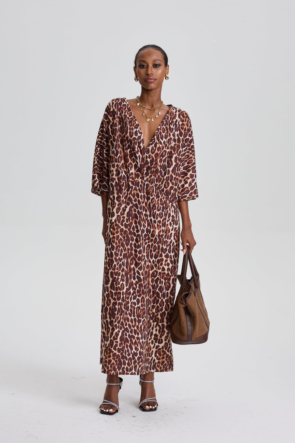 Adiel V-Neck Leopard Maxi Dress