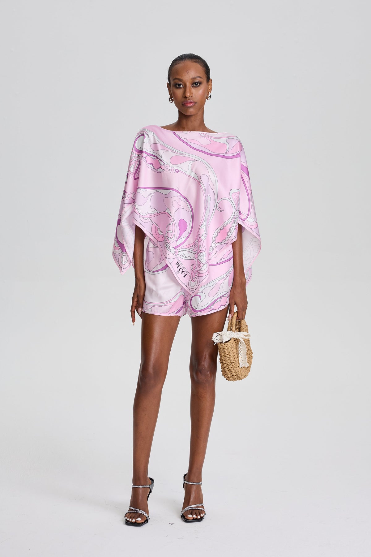 Gaëlle Abstract Swirl Print Silk-twill Set