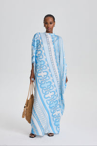 Quinn Retro Geometric Print Loose Batwing Sleeve Maxi Kaftan Dress