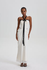 Nevaeh Lace Cut‑Out Draped Bodycon Maxi Dres